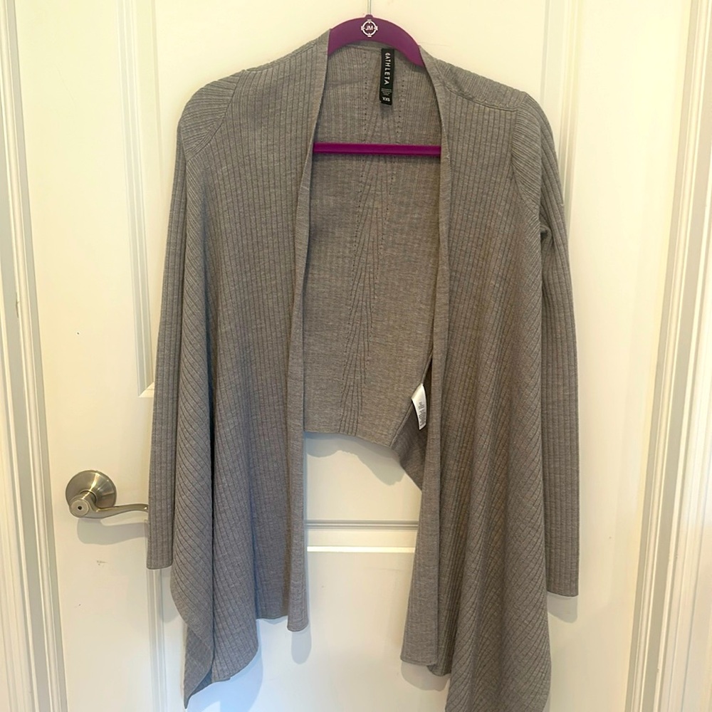 Athleta high low style wrap sweater